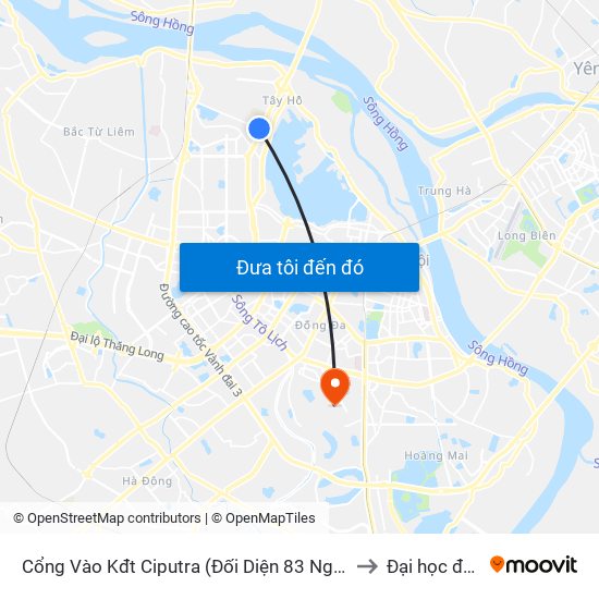 Cổng Vào Kđt Ciputra (Đối Diện 83 Nguyễn Hoàng Tôn) to Đại học đại nam map