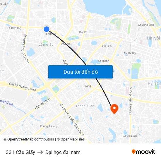 331 Cầu Giấy to Đại học đại nam map