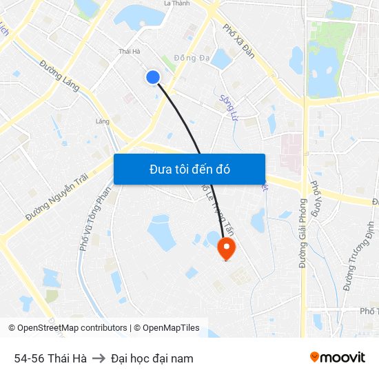 54-56 Thái Hà to Đại học đại nam map