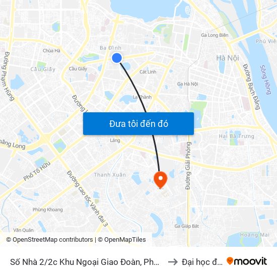 Số Nhà 2/2c Khu Ngoại Giao Đoàn, Phố Kim Mã Đường Dưới to Đại học đại nam map
