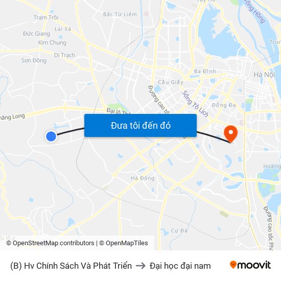 (B) Hv Chính Sách Và Phát Triển to Đại học đại nam map