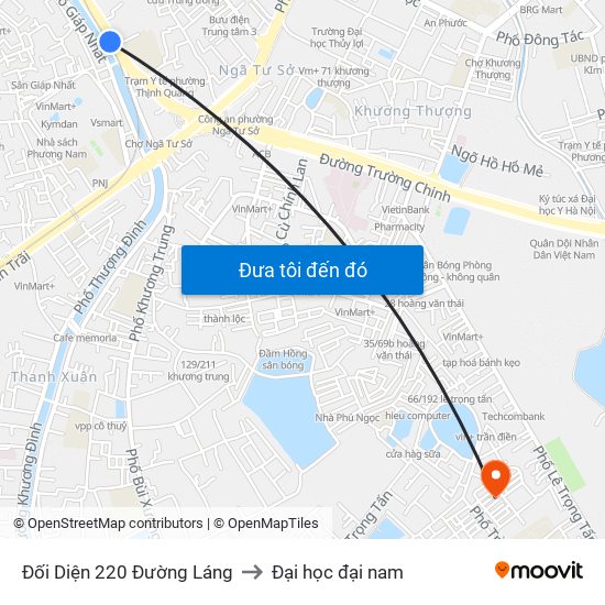 Đối Diện 220 Đường Láng to Đại học đại nam map