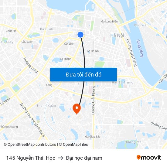 145 Nguyễn Thái Học to Đại học đại nam map