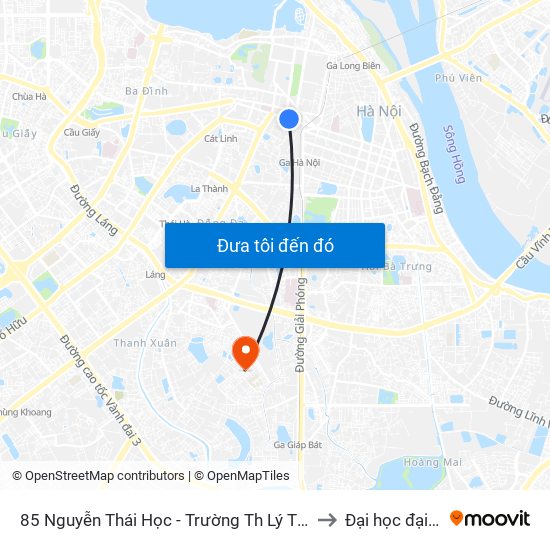 85 Nguyễn Thái Học - Trường Th Lý Thường Kiệt to Đại học đại nam map