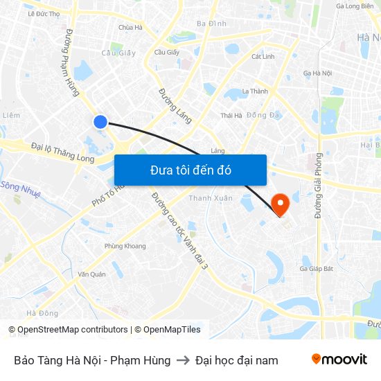 Bảo Tàng Hà Nội - Phạm Hùng to Đại học đại nam map