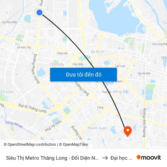 Siêu Thị Metro Thăng Long - Đối Diện Ngõ 599 Phạm Văn Đồng to Đại học đại nam map