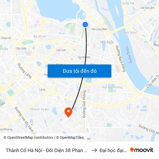 Thành Cổ Hà Nội - Đối Diện 38 Phan Đình Phùng to Đại học đại nam map