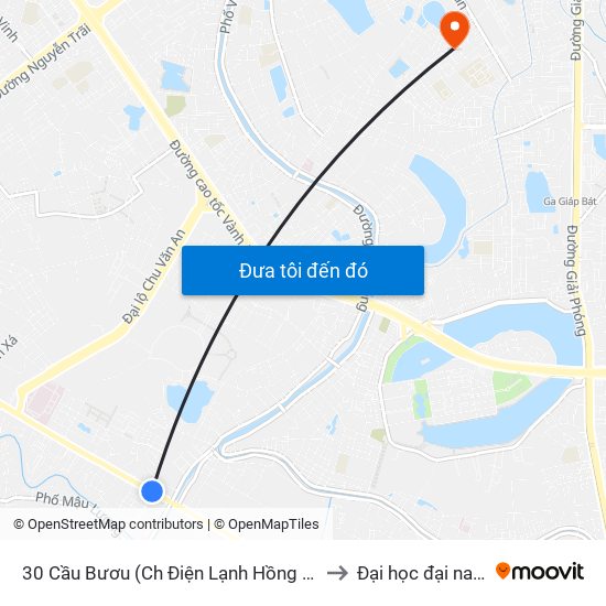 30 Cầu Bươu (Ch Điện Lạnh Hồng Sĩ) to Đại học đại nam map