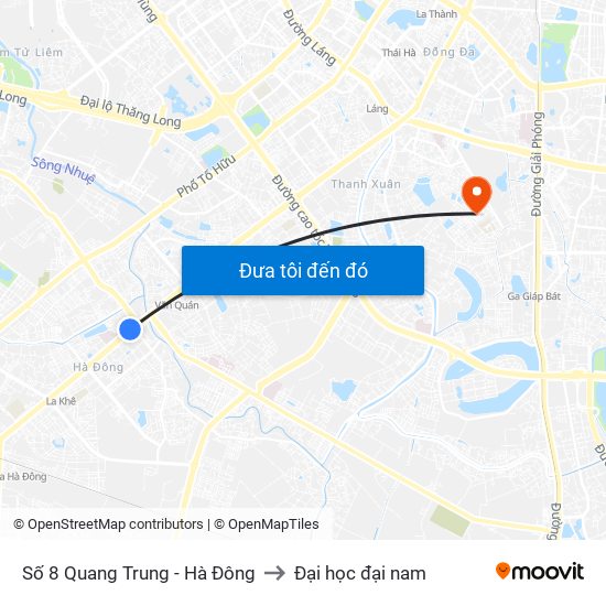Số 8 Quang Trung - Hà Đông to Đại học đại nam map