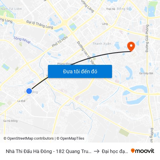 Nhà Thi Đấu Hà Đông - 182 Quang Trung (Hà Đông) to Đại học đại nam map