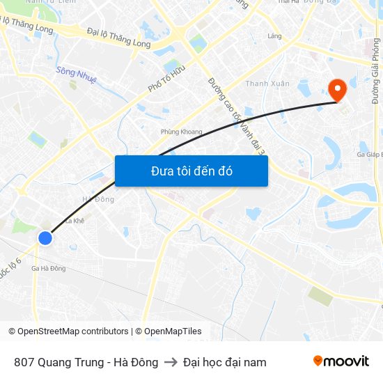 807 Quang Trung - Hà Đông to Đại học đại nam map