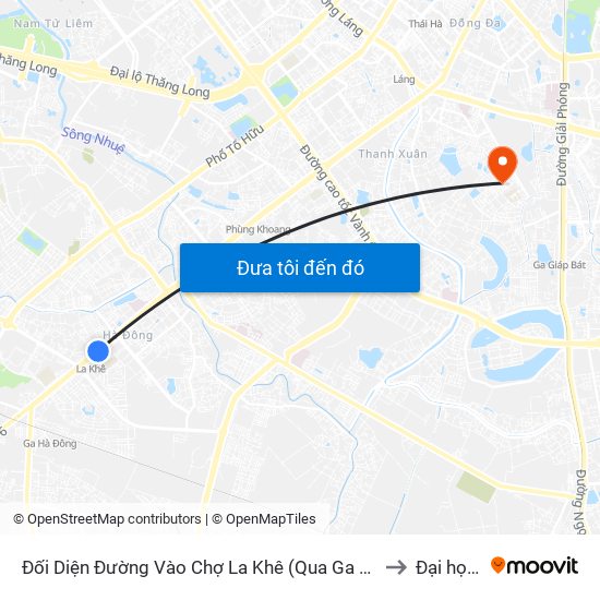 Đối Diện Đường Vào Chợ La Khê (Qua Ga Metro La Khê) - 405 Quang Trung (Hà Đông) to Đại học đại nam map
