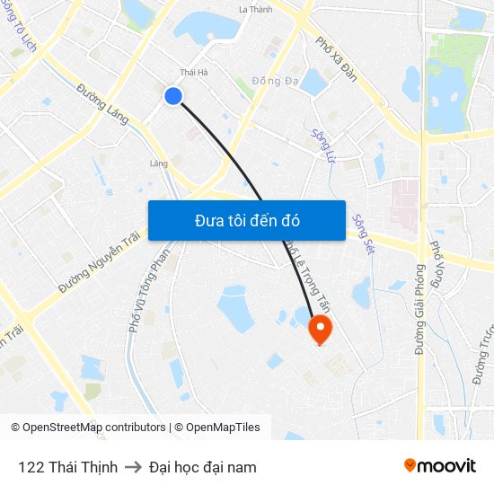 122 Thái Thịnh to Đại học đại nam map