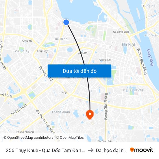 256 Thụy Khuê - Qua Dốc Tam Đa 100m to Đại học đại nam map