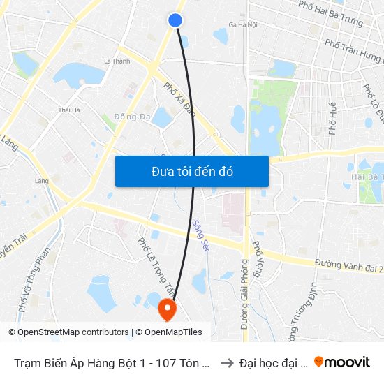 Trạm Biến Áp Hàng Bột 1 - 107 Tôn Đức Thắng to Đại học đại nam map