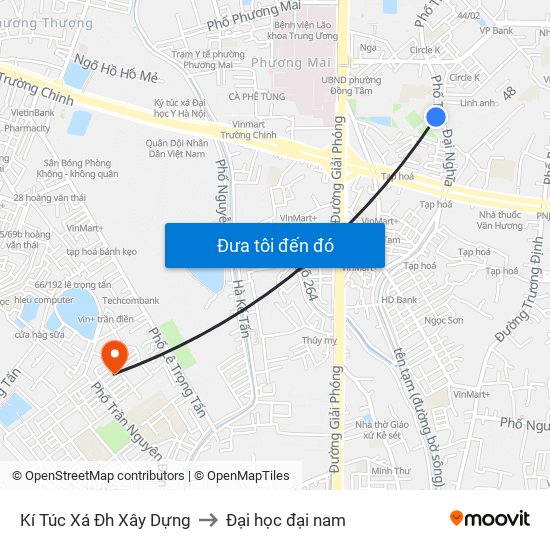 Kí Túc Xá Đh Xây Dựng to Đại học đại nam map