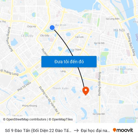 Số 9 Đào Tấn (Đối Diện 22 Đào Tấn) to Đại học đại nam map