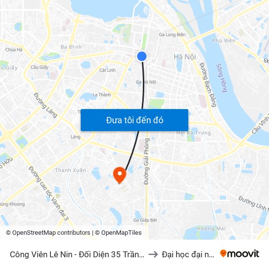 Công Viên Lê Nin - Đối Diện 35 Trần Phú to Đại học đại nam map