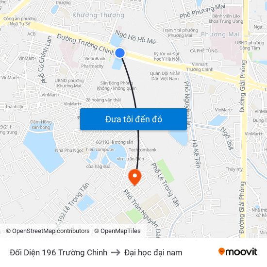 Đối Diện 196 Trường Chinh to Đại học đại nam map