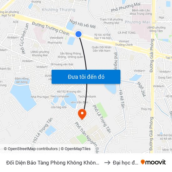 Đối Diện Bảo Tàng Phòng Không Không Quân - Trường Chinh to Đại học đại nam map