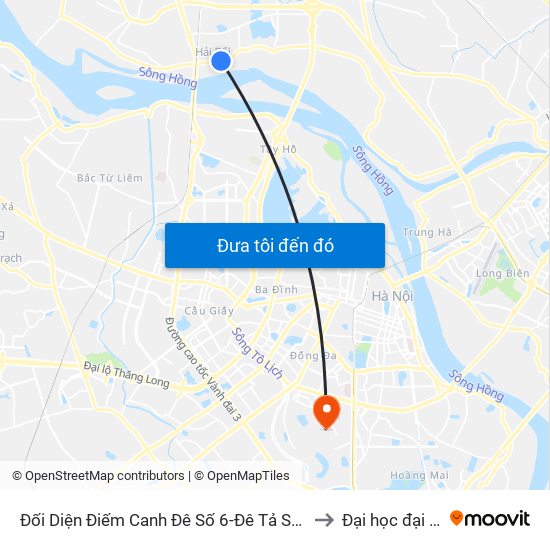 Đối Diện Điếm Canh Đê Số 6-Đê Tả Sông Hồng to Đại học đại nam map