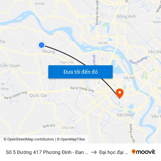 Số 5 Đường 417 Phương Đình - Đan Phượng to Đại học đại nam map