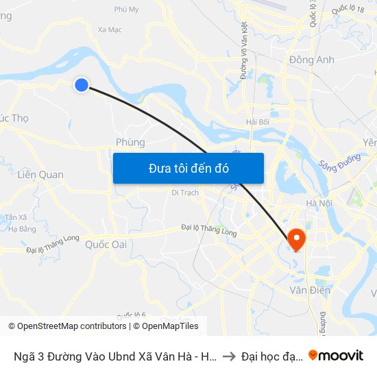 Ngã 3 Đường Vào Ubnd Xã Vân Hà - Huyện Phúc Thọ to Đại học đại nam map