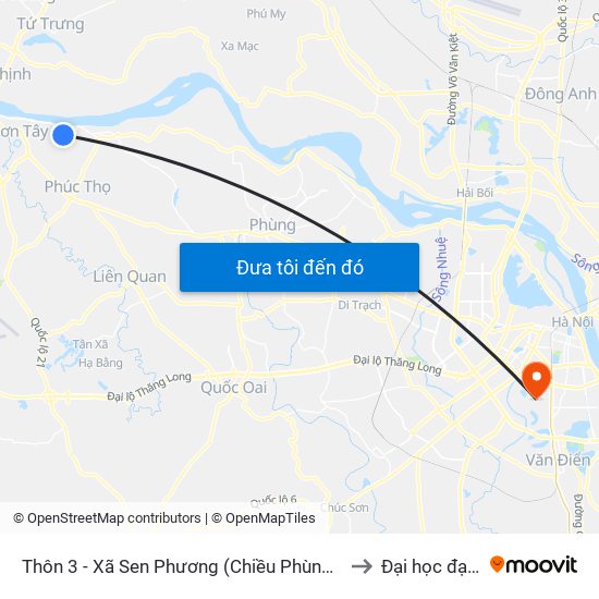 Thôn 3 - Xã Sen Phương  (Chiều Phùng - Bx Sơn Tây) to Đại học đại nam map