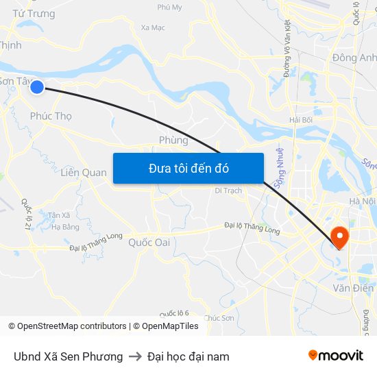 Ubnd Xã Sen Phương to Đại học đại nam map