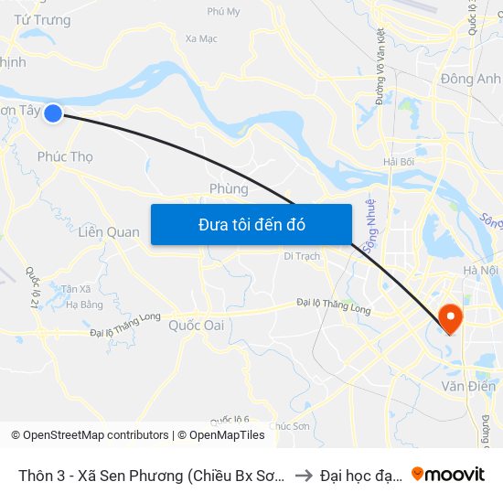 Thôn 3 - Xã Sen Phương  (Chiều Bx Sơn Tây - Phùng) to Đại học đại nam map