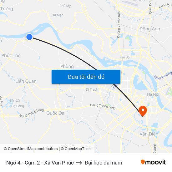 Ngõ 4 - Cụm 2 - Xã Vân Phúc to Đại học đại nam map