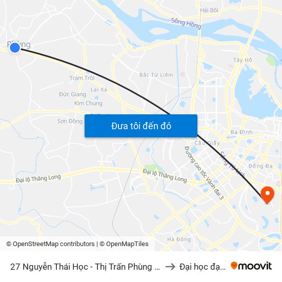 27 Nguyễn Thái Học - Thị Trấn Phùng - Đan Phượng to Đại học đại nam map