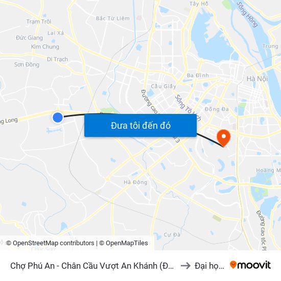Chợ Phú An - Chân Cầu Vượt An Khánh (Đối Diện Số Nhà 24 Chân Cầu Vượt An Khánh) to Đại học đại nam map