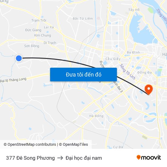 377 Đê Song Phương to Đại học đại nam map