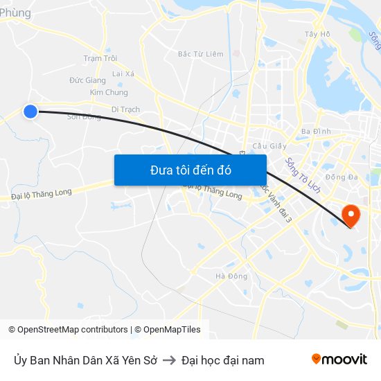 Ủy Ban Nhân Dân Xã Yên Sở to Đại học đại nam map