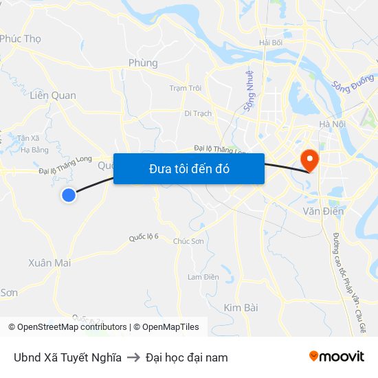 Ubnd Xã Tuyết Nghĩa to Đại học đại nam map