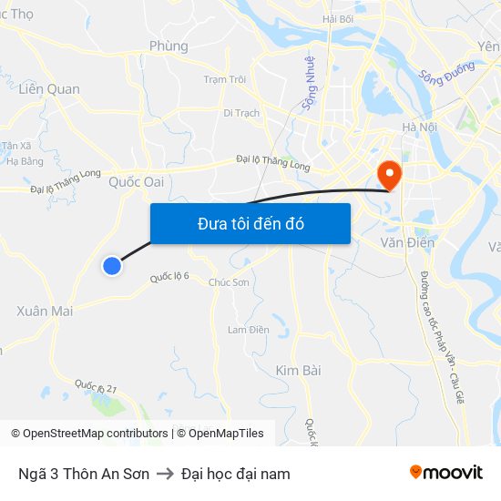 Ngã 3 Thôn An Sơn to Đại học đại nam map