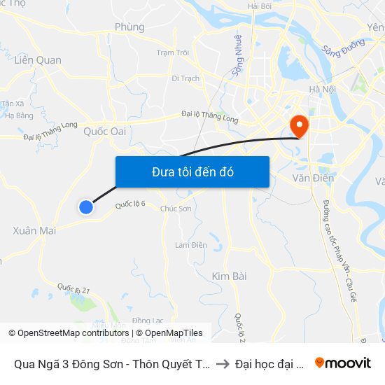 Qua Ngã 3 Đông Sơn - Thôn Quyết Thượng to Đại học đại nam map