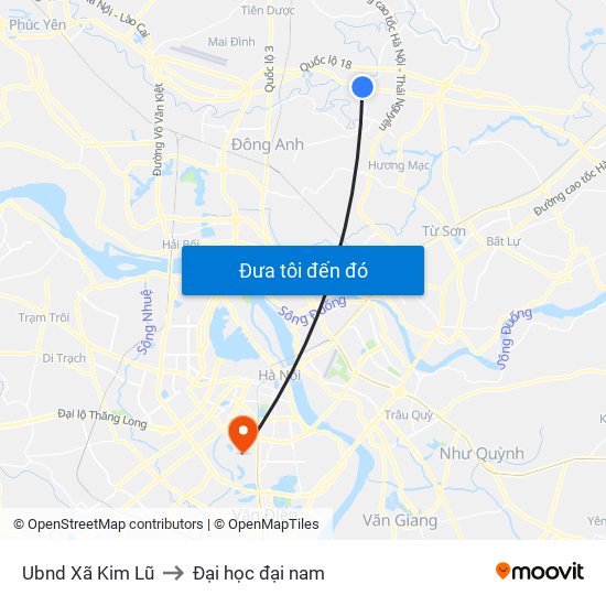 Ubnd Xã Kim Lũ to Đại học đại nam map