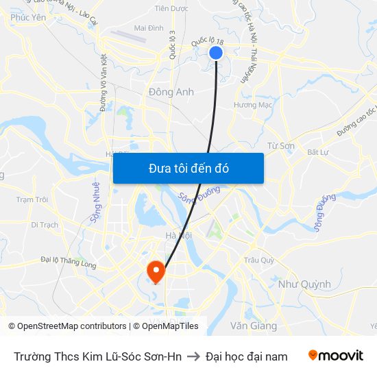 Trường Thcs Kim Lũ-Sóc Sơn-Hn to Đại học đại nam map