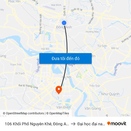 106 Khối Phố Nguyên Khê, Đông Anh to Đại học đại nam map