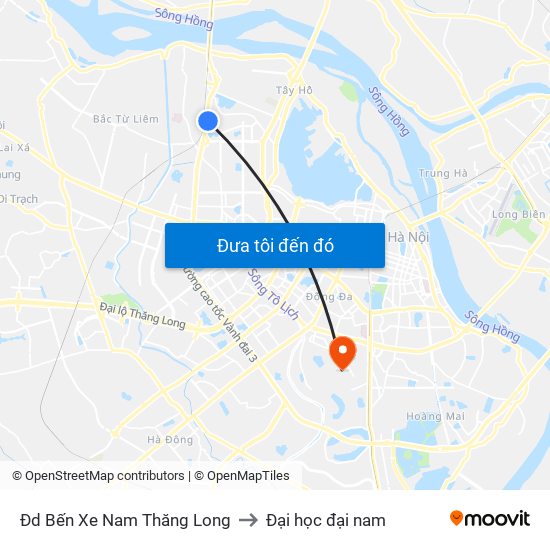 Đd Bến Xe Nam Thăng Long to Đại học đại nam map