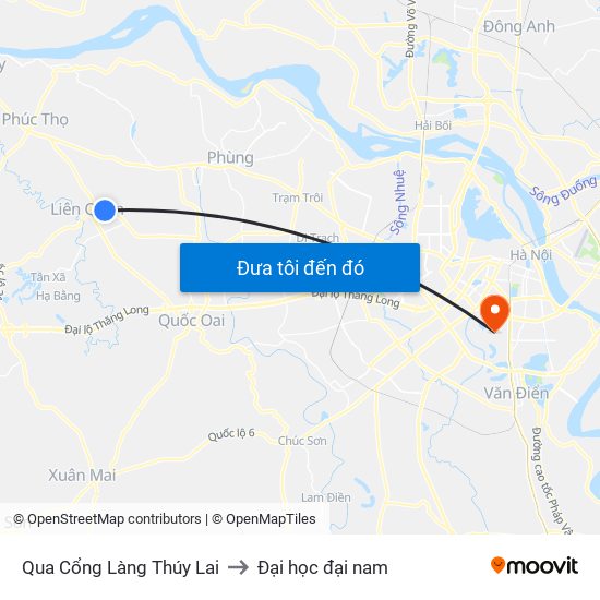 Qua Cổng Làng Thúy Lai to Đại học đại nam map