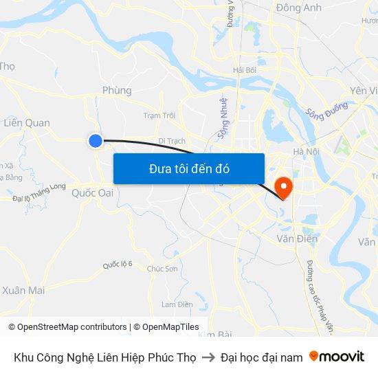 Khu Công Nghệ Liên Hiệp Phúc Thọ to Đại học đại nam map