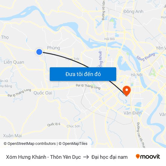 Xóm Hưng Khánh - Thôn Yên Dục to Đại học đại nam map