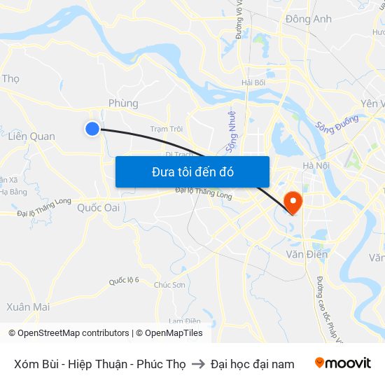 Xóm Bùi - Hiệp Thuận - Phúc Thọ to Đại học đại nam map