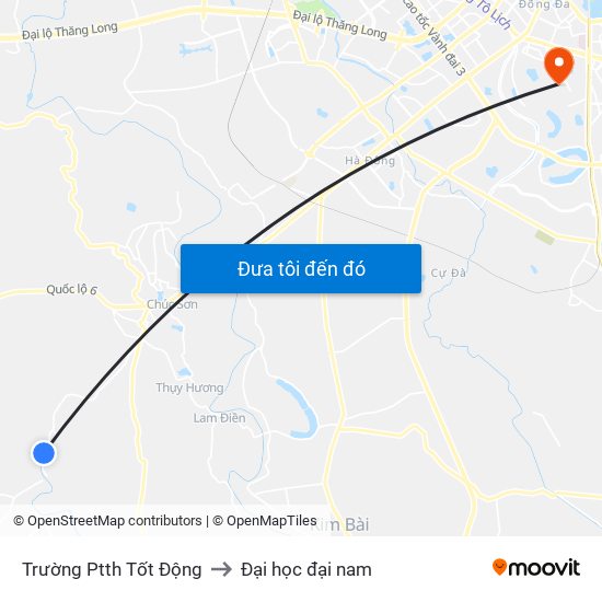 Trường Ptth Tốt Động to Đại học đại nam map