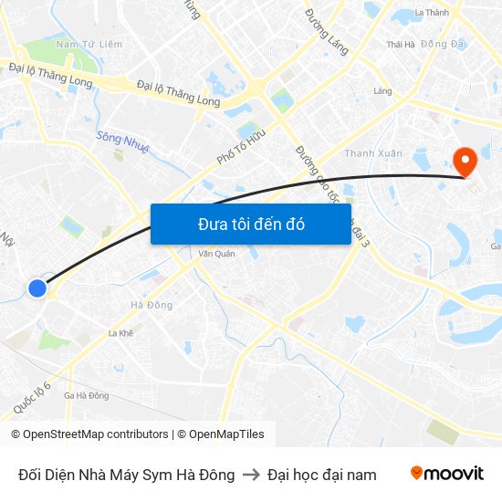 Đối Diện Nhà Máy Sym Hà Đông to Đại học đại nam map