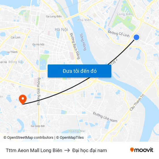 Tttm Aeon Mall Long Biên to Đại học đại nam map