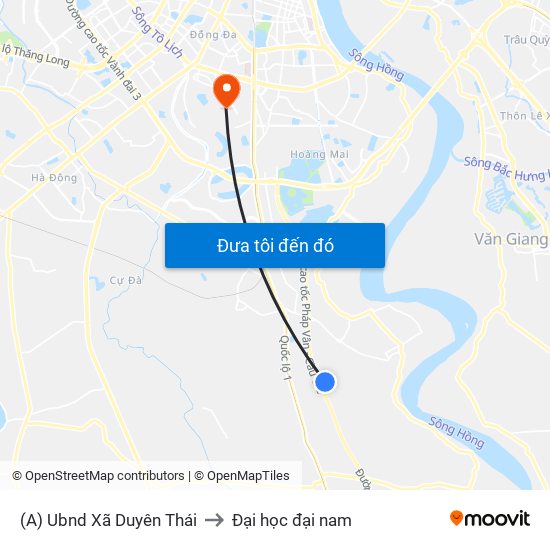 (A) Ubnd Xã Duyên Thái to Đại học đại nam map